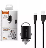 Somostel Įkroviklis Automobilinis įkroviklis USB/TYP-C + kabelis Typ-C - Typ-C 5A 1m Power Delivery PD+QC3.0 Juodas SMS-A40 (33668)