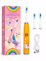 Šepetėlis iLike Kids Įkraunamas Sonic Elektrinis dantų šepetėlis USB įkrovimas 3 galvutės (1+2 pakaitinės galvutės) Minkšti šereliai Atsparus vandeniui (ILIKW3ET3O)