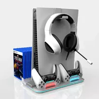 iLike Kontroler DZ504 Slim Multi Dock Station for Play Station 5 PS5 Controllers with Cooling fas & RGB Juodas (ILK-DZ504)