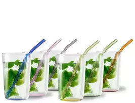 Vialli Design 12 dalių rinkinys stiklinės 500 ml su šiaudeliais Vibra (32217)