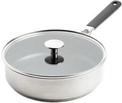KitchenAid - KA-klasikinė nerūdijančio plieno keptuvė su dangčiu - sidabrinė - 26 cm