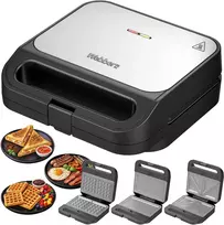 Sumuštinių keptuvas Webber Kepimo aparatas grill vafline 3W1 1000W keraminės nuimamos plokštės INOX (05SR3)