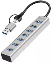 LogiLink Huby i koncentratory USB 3.2 Gen 1 (3.1 Gen 1) Type-A + Type-C 5000Mbit/s Pilka (UA0441)
