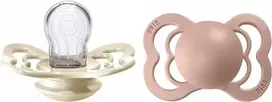 MAM BABY Žindukas Bibs Supreme 160221 2 pak silikoninis 1 dydis dramblio kaulo/rožinė (BIB000034)
