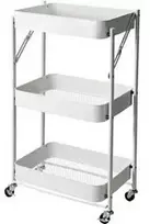 Storage Solutions Virtuvės vežimėlis sulankstomas 3 lygių, metalinis, 45,5 x 29,5 x 77 cm