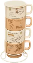 Secret de Gourmet 4 puodelių wellness rinkinys su stovu, porcelianas, 220 ml