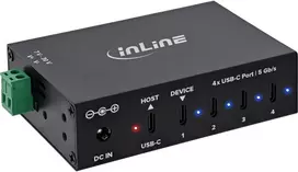 Delock InLine® USB 3.2 Gen.1 pramoninis šakotuvas, USB-C, 4 prievadų, su maitinimo šaltiniu