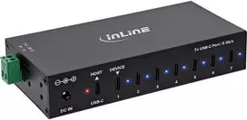 Delock InLine® USB 3.2 Gen.1 pramoninis šakotuvas, USB-C, 7 prievadai, su maitinimo adapteriu