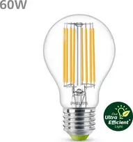 Signify Philips Classic LED lempa su 60W, E27 lizdu, skaidri, šiltai balta (2700K)