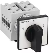 Lovato Electric Kumštelinis jungiklis 1-0-2 1P 16A juoda rankenėlė skydinis montavimas IP65 (GX1651U)