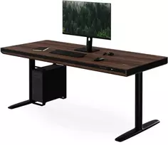 Jan Nowak Elektrinis reguliuojamo aukščio rašomasis stalas su stalčiumi ir belaidžiu Qi įkrovikliu, juodas/riešutmedis, 1600 mm: ELLIS (5907367514810)