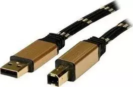 USB laidas Roline USB-A - USB-B 1,8 m Auksinis (JAB-1127652)