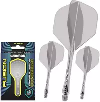 Smiginio strėlyčių koteliai su sparneliais Winmau Fusion #2, skaidrūs, vidutinio ilgio (Medium)