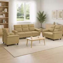 Sofa Sofos komplektas 3 vnt. Šviesiai rudas Audinys