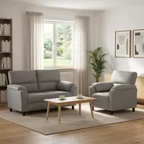 Sofa Sofos komplektas 2 vnt. Šviesiai pilka Aksomas