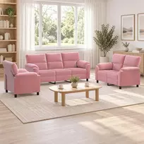Sofa Sofos komplektas 3 vnt. Rožinė Aksomas