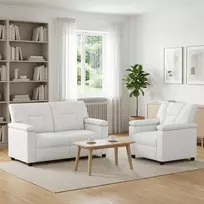 Sofa Sofos komplektas 2 vnt. Balta Dirbtinė oda
