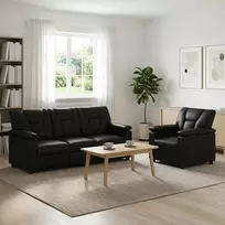 Sofa Sofos komplektas 2 vnt. Juoda Dirbtinė oda