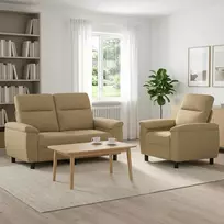 Sofa Sofos komplektas 2 vnt. Šviesiai rudas Audinys