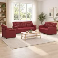 Sofa Sofos komplektas 3 vnt. Vyno raudona Dirbtinė oda