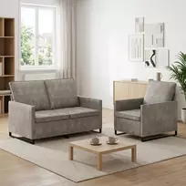 Sofa Sofos komplektas 2 vnt. Šviesiai pilka Dirbtinė zomša