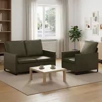 Sofa Sofos komplektas 2 vnt. Armijos Žalia Dirbtinė zomša