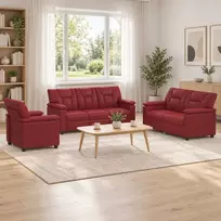 Sofa Sofos komplektas 3 vnt. Vyno raudona Dirbtinė oda