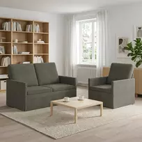Sofa Sofos komplektas 2 vnt. Šviesiai pilka Kordūrinis audinys