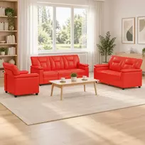 Sofa Sofos komplektas 3 vnt. Raudona Dirbtinė oda