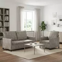 Sofa Sofos komplektas 2 vnt. Šviesiai pilka Dirbtinė zomša