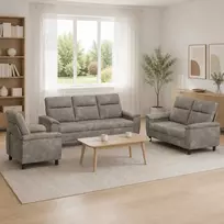 Sofa Sofos komplektas 3 vnt. Šviesiai pilka Dirbtinė suedė oda
