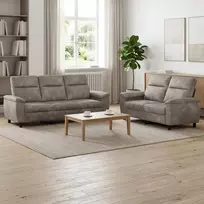 Sofa Sofos komplektas 2 vnt. Šviesiai pilka Dirbtinė suedė oda