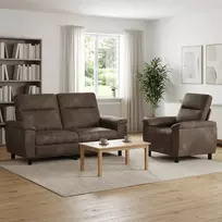 Sofa Sofos komplektas 2 vnt. Tamsiai pilka Dirbtinė suedė oda