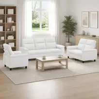 Sofa Sofos komplektas 3 vnt. Balta Audinys