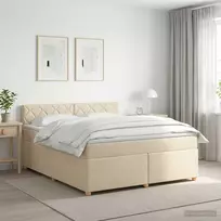 Spyruoklinė lova su čiužiniu Kreminė 140 x 190 cm Audinys