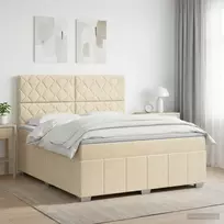 Spyruoklinė lova su čiužiniu Kreminė 140 x 200 cm Audinys