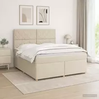 Spyruoklinė lova su čiužiniu Kreminė 140 x 190 cm Audinys