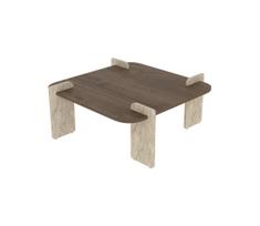 Konferencinis staliukas PURO 90x90 cm riešutas/travertinas