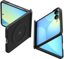 Spigen AirSkin Aramid MagFit MagSafe dėklas Samsung Galaxy Z Flip 8 telefonui, juodas