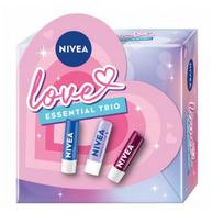 Lūpų balzamų rinkinys NIVEA Essential Trio: Original Care, 4,8 g + Overnight Care, 4,8 g + Blackberry Shine, 4,8 g