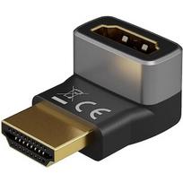 Goobay 72009 HDMI™ Angled Adapter 90° Horizontal, 8K @ 60 Hz, Gold-Plated, Black, Silver 72009