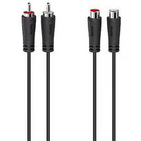 Hama Hama Audio Extension Cable, 2 RCA plugs - 2 RCA sockets, 1.5 m, black- cable 00205259