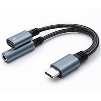 Qoltec Adapter 2w1 USB C USB C Jack 3.5mm PD 15W 51785