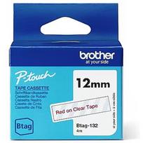 Brother BTAG132 12MM RED ON CLEAR TAPE BTAG132