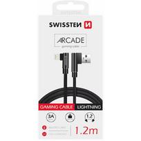 Swissten L Type Textile Universal Quick Charge 3.1 USB to Lightning Data and Charging Cable 1.2m Black SW-QU-USB-LIGHT-12M-BK