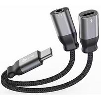 Swissten Textile USB-C / USB-C / Aux 3.5mm Charging Audio Adapter 0.12m 73502301