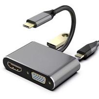 RoGer USB-C Multimedia Adapter HDMI 4K@30Hz / VGA 1080p / USB 3.0 / USB-C PD / Grey RO-USBC-4IN1-GR