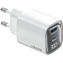 USAMS Charging 30W GaN LED USB+USB-C CC229 white USA001441