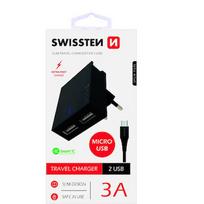 Swissten Premium Travel Charger USB 3A / 15W With Micro USB Cable 120 cm Black SW-DET-2.1AWCM-BK