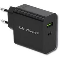 Qoltec 51717 Charger | 45W | 5-20V | 2.25-3A | USB type C PD | USB | Black 51717